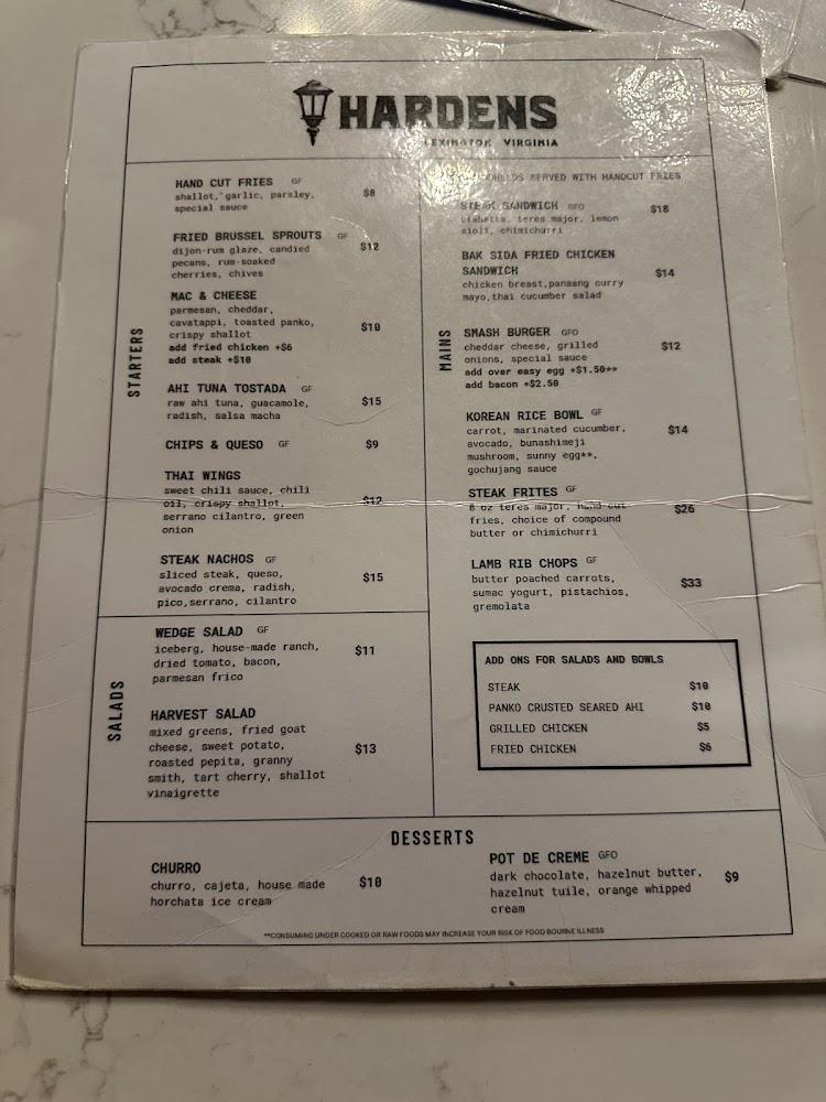 Hardens Menu image 2